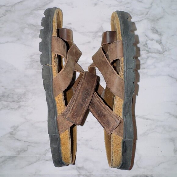 Naot Women's Brown Leather Strappy Toe Loop Slip On Slide Sandals size EUR 35 - Picture 9 of 9